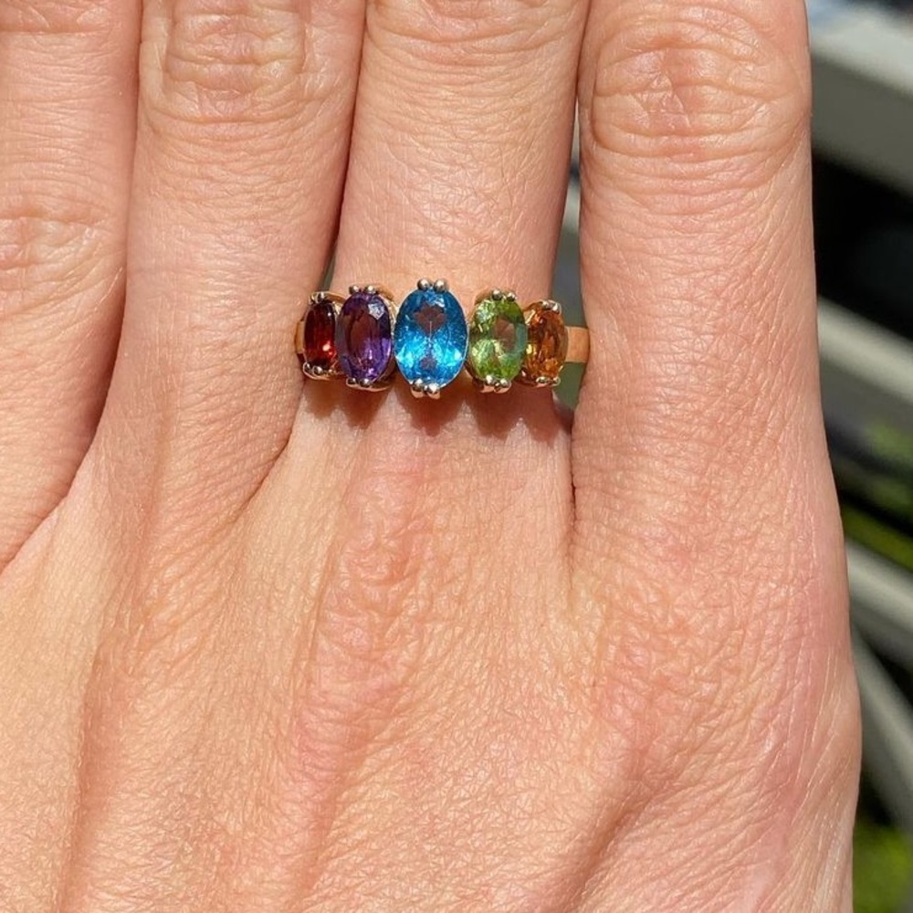 Multicolor Gemstone Gold Ring - Picture 8 of 12